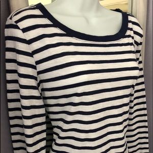 Navy Blue & White Striped Top
